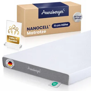 ARENSBERGER LINA, Gelschaum Matratze 80x200 cm – 11 cm NANOCELL® Gel-Schaum – H3 Härtegrad – Atmungsaktiv – Abnehmbarer Bezug 240g/m2