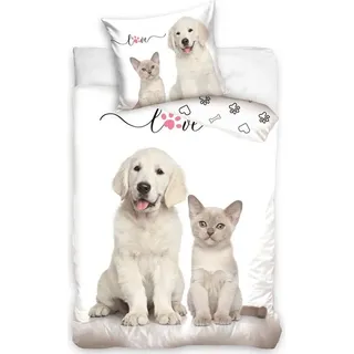 Bettbezug Hund mit Katze 140 x 200 cm
