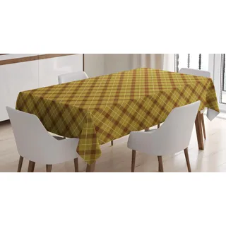 ABAKUHAUS Brown Plaid Tischdecke, Alt Checkered Theme, Wasserfest Waschbar mit Klar Sichtbaren Farben kein Verblassen Personalisiert, 140 x 240 cm, Pale Kaffeeröstung Dunkel Rust - Braun