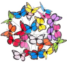 Bild von Gartendeko Schmetterling, 36er Set, Pflanzkasten Dekoration, Topfstecker, Outdoor Deko, Metallstab, PVC, bunt