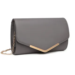 Miss Lulu Damen Umschlag Clutch Elegant Abendtasche Brauttasche Umschlag Clutch Tasche Handtasche mit Kette für Hochzeit Party Prom Grau