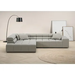 INOSIGN Ecksofa »Ancona incl. Kopfteilverstellung, Zierkissen Breite 319cm, L-Form«, wahlweise motorische Sitztiefenverstellung, auch in Cord + Easy Care grau