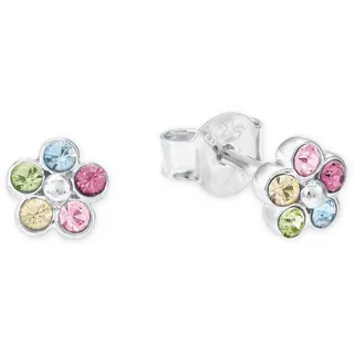 Amor Ohrstecker Blüten bunt 5mm Silber Kristallstein