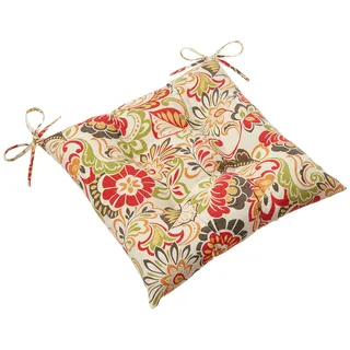 Pillow Perfect Bright Floral Indoor/Outdoor Chair Seat Cushion Ties Wendbar, Wetter-und lichtbeständig, Grün/Rot Zoe, 18.5" x 19", 2