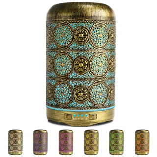 SALKING Aroma Diffuser, 260ml Metall Aromatherapie Diffusor für ätherische Öle, Raumbefeuchter Elektrisch Duftlampe, 7 Farbe Licht Vintage Diffusor für Zuhause Büro Oder Yoga MEHRWEG