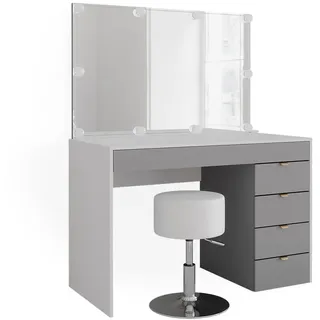 Vicco Schminktisch Elise Weiß Grau 115 x 76 cm modern Frisiertisch Schubladen Spiegel Hocker
