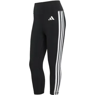adidas Women's Optime Essentials Workout 3-Stripes 3/4 Leggings, black/white, XL