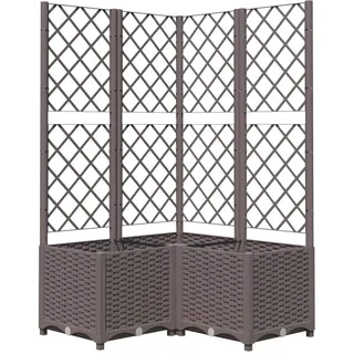 vidaXL Pflanzkübel Mit Rankgitter Braun 80/80/136 Cm Pp , Kunststoff , Rechteckig , 80x136x80 cm , Gartenzubehör, Hochbeete