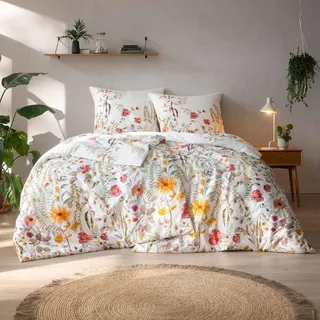 Estella Bio Bettwäsche Adelia" beige 1x 135x200 cm + 1x 80x80 cm" - Beige