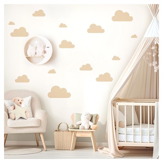 DEKO KINDERZIMMER Wandsticker Wolken Set beige Babyzimmer Wandtattoo Schlafzimmer Wandaufkleber Pastell Wanddeko DK1055-04