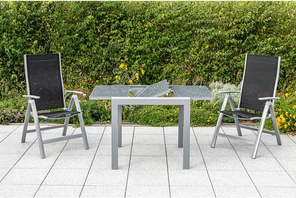 Bild von Gartentisch ausziehbar, Semi Metall/Glas L: 80-120 cm