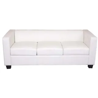 Mendler Couch Kunstleder 3-Sitzer Weiß