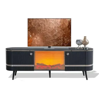 Schwarzer r TV-Farbschrank mit Kamin TV-Möbel