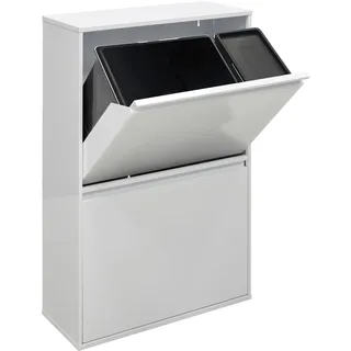 ARREGUI Basic CR601-B2 Mülltrennsystem aus Stahl | 4 Fächer Mülleimer für die Küche | 1 Extra Großer Eimer | 23+11+17+17 L (68L) | 4 Fach Abfalleimer mit Inneneimern aus Kunststoff mit Griff | weiß