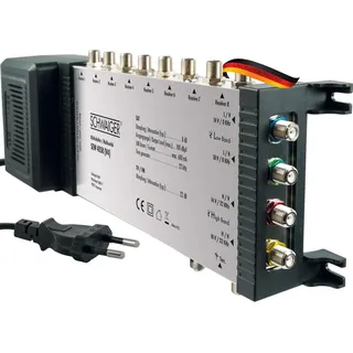 Schwaiger SEW4058 531 Multischalter 5/8 mit Netzteil 8 Teilnehmer Signalverteiler SAT für Quad Quattro LNB Satverteiler Multiswitch