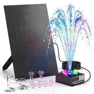 Forever Speed Solarbrunnen für Draussen mit akku mit LED 10W, Solar Springbrunnen für Aaußen für Teich, Garten,Vogel Bad, Teichpumpe Solar Springbrunnen Max Wassersprühhöhe 100L/H