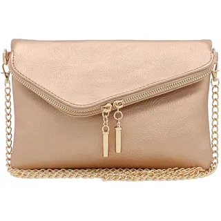 FashionPuzzle Envelope Wristlet Clutch Crossbody Bag with Chain Strap, rose gold, Einheitsgröße