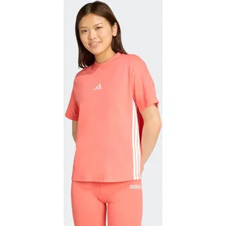 T-Shirt ADIDAS SPORTSWEAR "ESSENTIALS 3-STREIFEN COTTON", Damen, Gr. S, semi turbo, weiß, Obermaterial: 100% Baumwolle, normal, Rundhals, Shirts T-Shirt