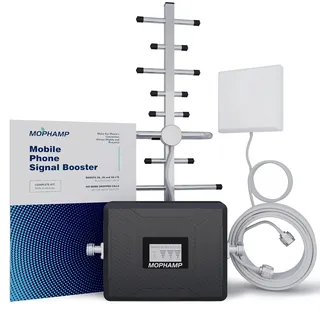 MOPHAMP Signalverstärker 2G/3G/4G Triband 900/1800/2100MHz Band 8/3/1 Mobiltelefon Signal Repeater Kompatibel mit E-Plus, O2, T-Mobile, Vodafone