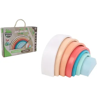 PLANÈTE Bois - Regenbogen zum Stapeln - FSC - 030193-7 Teile - Bunt - Holz - Kinderspielzeug - Langlebiges Spielzeug - Stapelbar - Einsteckbar - Montessori - 17,5 cm x 8 cm - Ab 18 Monaten.