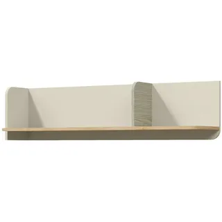 Deine Möbel 24 Wandregal Yogi 15 120 cm breit in Graubeige / Geölte Eiche / Eukalyptus , Greige, Eichefarben, Eukalyptusholzfarben , Holzwerkstoff , 120x30x27 cm , Wohnzimmer, Regale, Wandregale