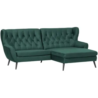 Stylife Ecksofa , Dunkelgrün , Textil , Buche , vollmassiv , Uni , Ottomane rechts, L-Form , 237x165 cm , Typenauswahl, Fußauswahl, Stoffauswahl, seitenverkehrt erhältlich, Hocker erhältlich, Rücken echt, Armteil links, Armteil rechts , Wohnzimmer, Sofas & Couches, Wohnlandschaften, Ecksofas