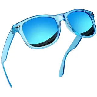 Joopin Rechteckige Polarisierte Sonnenbrille Herren Spiegel Blaue UV400 Unisex Sonnenbrille Damen Retro für Fahren und Tourismus (Voll Blau Verspiegelt)