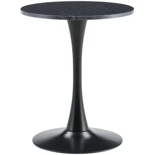 Oxeza Esstisch kleiner runder 60/60/72 cm Schwarz mit schwarzen Metallbeinen , Holz , Mode , Rund,Rund , 60x72x60 cm , Esszimmer, Esstische