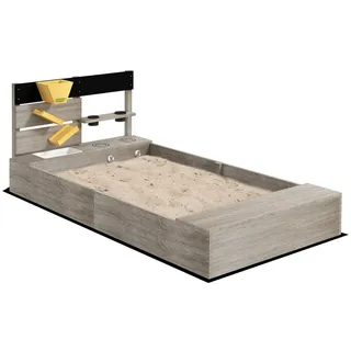 Outsunny Sandkasten 154 x 80 x 60 cm Sandkiste aus Holz mit Küchenelementen Grau , 80x60x154 cm , Freizeit & Co, Gartenspielzeug, Sandkästen