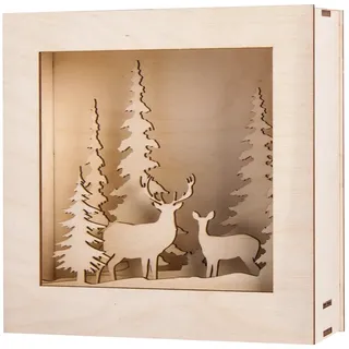 Rayher Holzbausatz 3D-Motivrahmen Winterland, FSC zertifiziert, 20 x 20 cm, Tiefe 6,6 cm, Set 14teilig, zum Basteln und Bemalen, 46308000, Braun