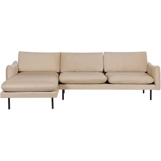 BELIANI 4-Sitzer Ecksofa Beige Samt L-Förmig mit Chaiselongue Hohe Schwarze Metallfüße Dicke Sitzkissen Schmale Armlehnen Lose Rücken- & Sitzkissen - Beige, Schwarz