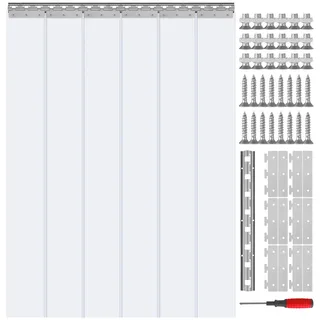 Vevor Streifenvorhang, 213,4 cm Höhe x 96,5 cm Breite, 0,2 cm Dicke, 6 Stück transparenter PVC-Streifen-Türvorhang, Gefrierschrankvorhang, Kunststoff-Türstreifen mit 50 % Überlappung
