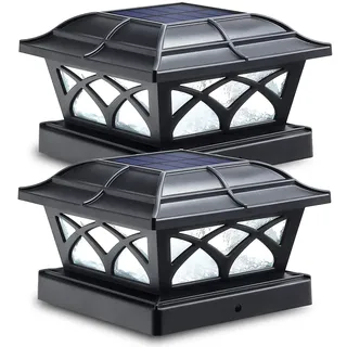 Siedinlar Solar Pfostenkappen Licht, 2 Lichtmodi Solar Pfostenleuchten 7x7 8x8 9x9 Holzpfosten for Zaun Hof Garten Dekorative Außenbeleuchtung - 2 Stück