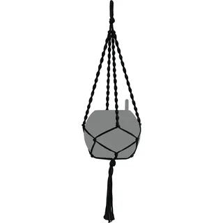 Lechuza® Hängeampel Makramee Cotton Boho 90 Schwarz 22 cm x 14 cm