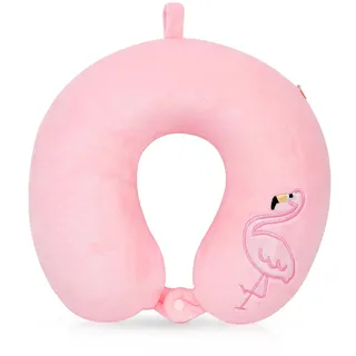 Wishstar Tier Reisekissen Flamingo, Kinder Nackenkissen, Cartoon U-förmiges, Memory Schaum Nackenkissen, Stützkissen für Auto Zug Büro Heim Flugzeug für Reisen