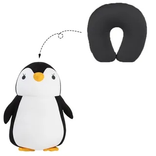 Ghzste 2 in 1 Nackenkissen,Reisekissen, Reise Deformations Nackenkissen, niedlicher Pinguin in in U-Form, Erwachsene, Kinder, Camping, Wandern, Flugzeug,Ruhe und Schlaf