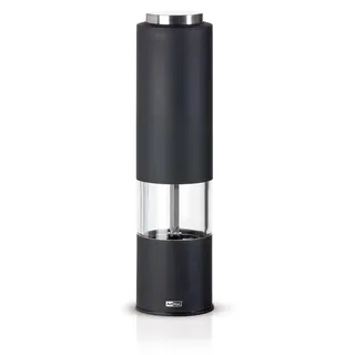 AdHoc Elektrische Pfeffer- / Salzmühle Tropica, schwarz, CeraCut® Ceramic Mahlwerk, LED-Licht, Kunststoff/ Edelstahl/Acryl, D: 5 cm, H: 21,5 cm - Schwarz
