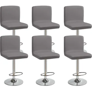 Eozakavod Barhocker-Schonbezüge, 6er Set Stylische Stuhlhussen Stretch-Stuhlbezug Einfache Reinigung Barhockerbezüge Universal Esszimmerstuhlbezüge für Bar & Esszimmer (Grau, 6er Set)