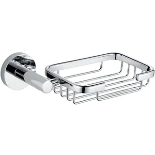 GRIFEMA IBIZA-G30102 | Wandmontage Badaccessoires - Seifenschale mit Halter aus Messing und Glas | Ablagekorb | Duschkorb, Chrom