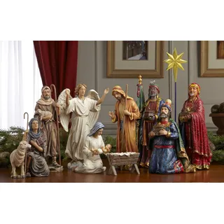 THREE KINGS GIFTS THE ORIGINAL GIFTS OF CHRISTMAS Krippenfiguren-Set, 11 Stück, echtes Gold, 25,4 cm Maßstab