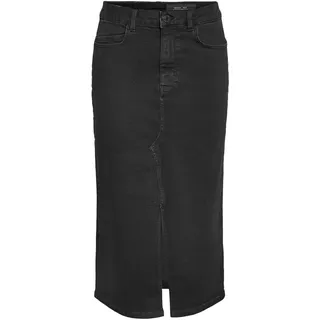 Noisy May Damen Nmkath Nw Slit Midi Skirt Vi478bl Noos Rock, Black Denim, XL EU