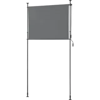 Außenrollo Cimarra 120 x 270 cm Balkonrollo Senkrechtmarkise mit Handkurbel Sichtschutz witterungsbeständig Stahlgestell Dunkelgrau - Dunkelgrau