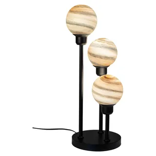 formano Tischlampe Industrial Metall Holz Design Lampe Kreis 42 cm mit E27 - Braun