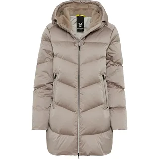 Steppmantel FUCHS SCHMITT "Steppkurzmantel", Damen, Gr. 40, beige, Web, Obermaterial: 100% Polyester, clean, unifarben, regular fit lang, Rundhals, eingesetzt gerader Abschluss, Mäntel Steppmantel, mit Kapuze