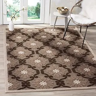 SAFAVIEH Traditionell Teppich für Wohnzimmer, Esszimmer, Schlafzimmer - Cottage Collection, Kurzer Flor, Hellbraun und Braun, 160 X 231 cm
