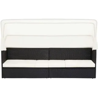 vidaXL Gartensofa mit Sonnendach Schwarz Poly Rattan - Schwarz