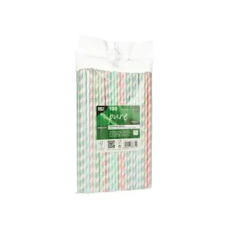 Papstar Trinkhalme Papier 100 St. farbig sortiert