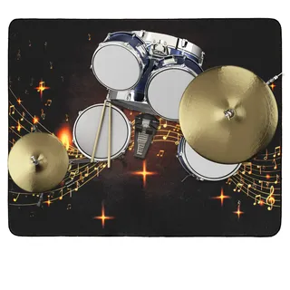 OUUTMEE Schlagzeugteppich Drum Teppich Musiksymbolmuster 152x122cm | Rutschfeste Trommelmatte, schalldämmende Unterlage, elektronisches Schlagzeug-Übungspad