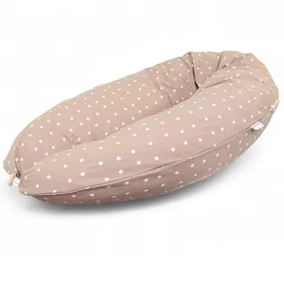 HOBEA-Germany Stillkissen 190 cm x 76 cm XXL Schwangerschaftskissen Seitenschläferkissen Stillkissen mit Bezug aus Bio Baumwolle, Punkte Beige