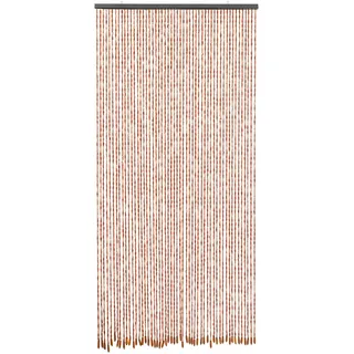 HongKKon Türvorhang, 200 * 90cm Fadenvorhang Perlenvorhang Bambusvorhang Insektenschut Bambus Holzperlenvorhang Deko, 52 Stränge, Fliegenvorhang Deko Vorhänge für Balkon, Terrasse (Braun)
